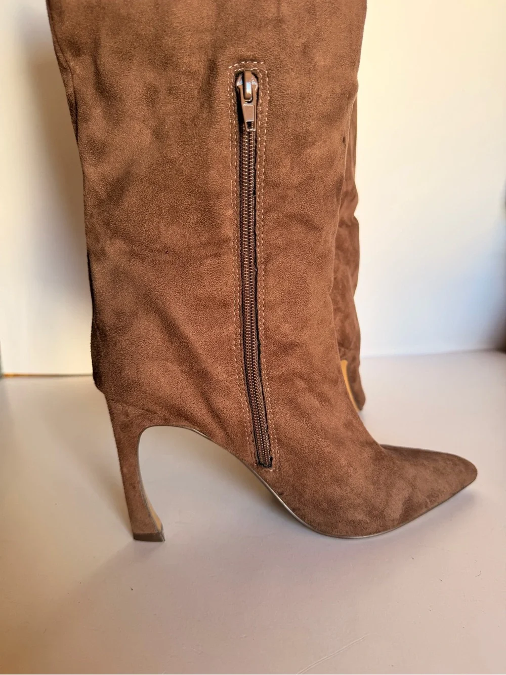 Express Brown Suede Over-the-Knee Heeled Boots